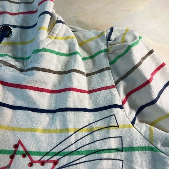 Forever Striped Embroidered sparkle Star sweatshirt Sz M - Picture 8 of 9